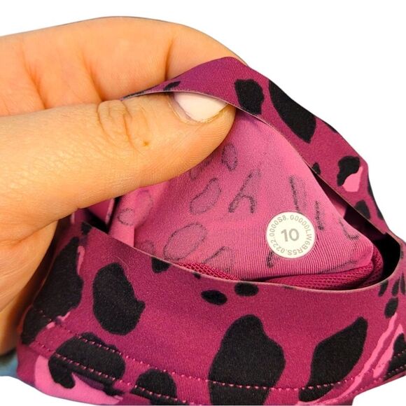 Lululemon Women's Pink Leopard Print Cropped Ankle Leggings Size 10 - Picture 5 of 5